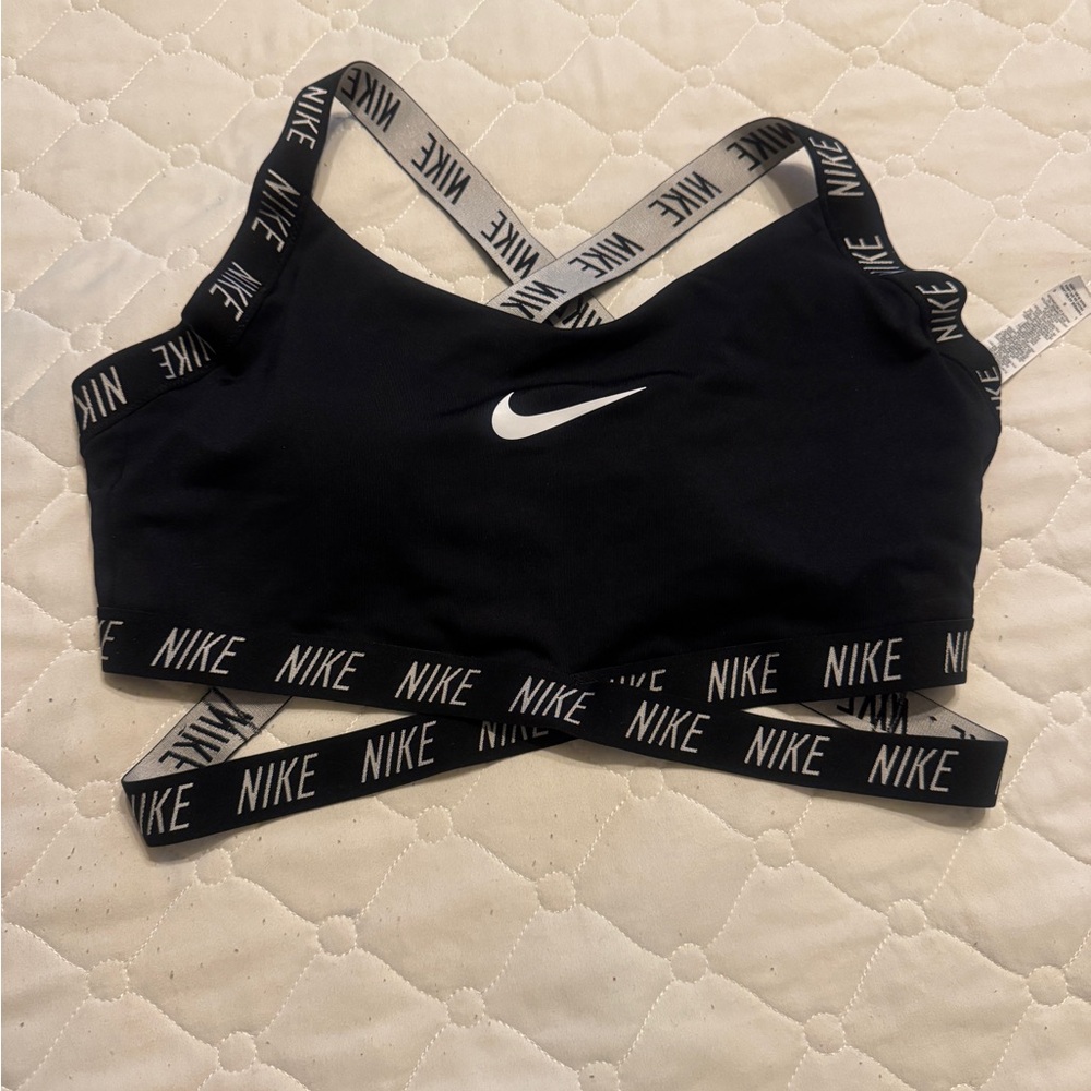 Nike Black Logo Elastic-Band Sports Bra